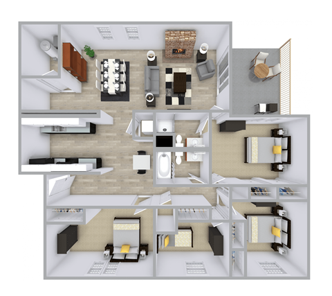 Manchester, 4 bed 2 bath, 1,674 sqft townhome at Olde Towne Apartments, Middletown, OH